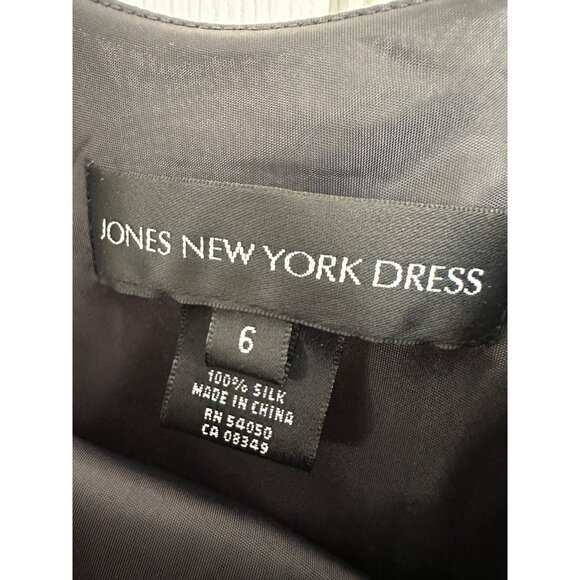 VTG Jones New York Women's 6 100% Silk Tiered Black Midi Dress Whimsigoth - Picture 4 of 5